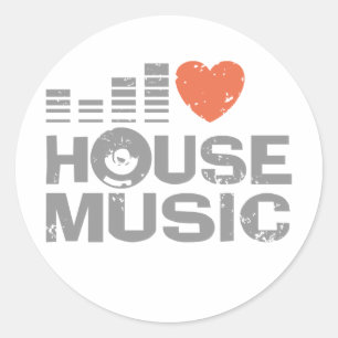 Ich liebe House-Musik Runder Aufkleber