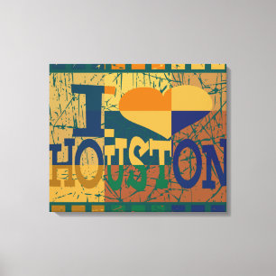 Ich liebe Houston und Pop-Art Vintage Leinwanddruck