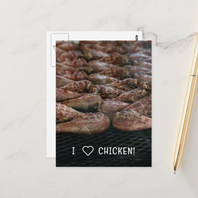 Ich liebe Hühnchen! Postkarte (Vorderseite/Rückseite Beispiel)