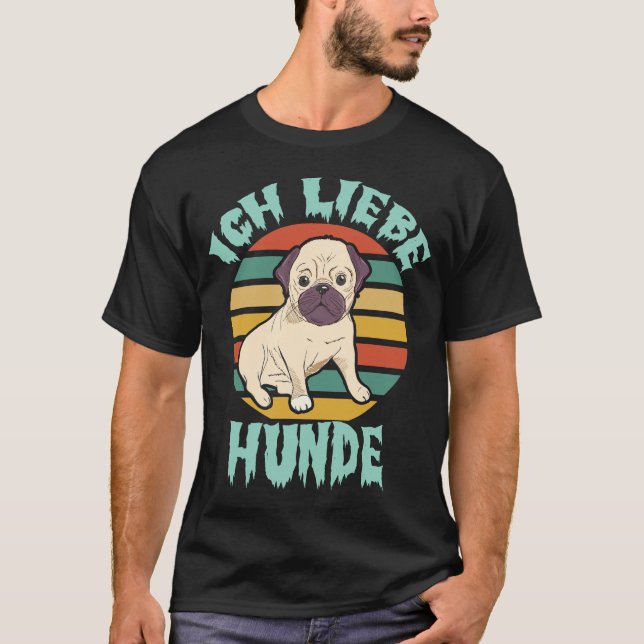 Ich Liebe Hunde – Retro Style T-Shirt (Vorderseite)