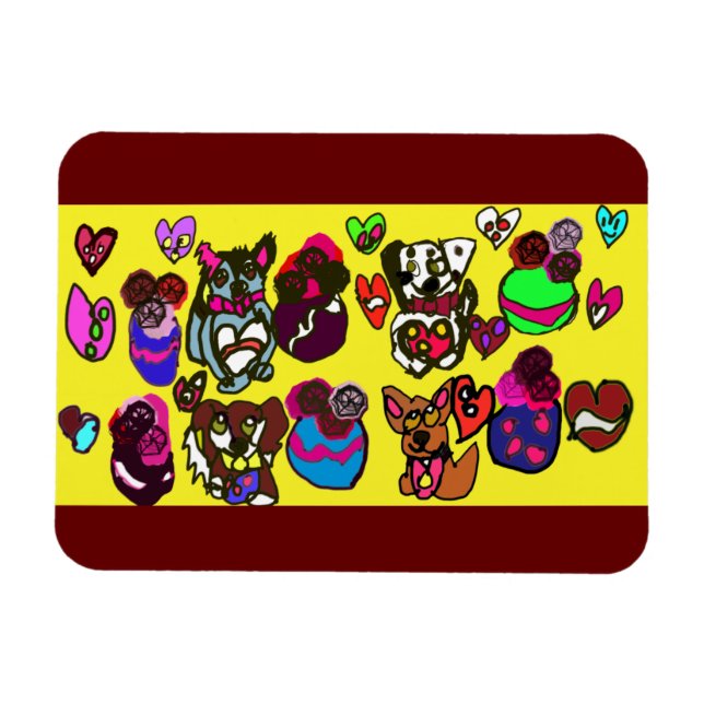 Ich liebe Hunde Tasse Holzkastenschild Postkarte Magnet (Horizontal)