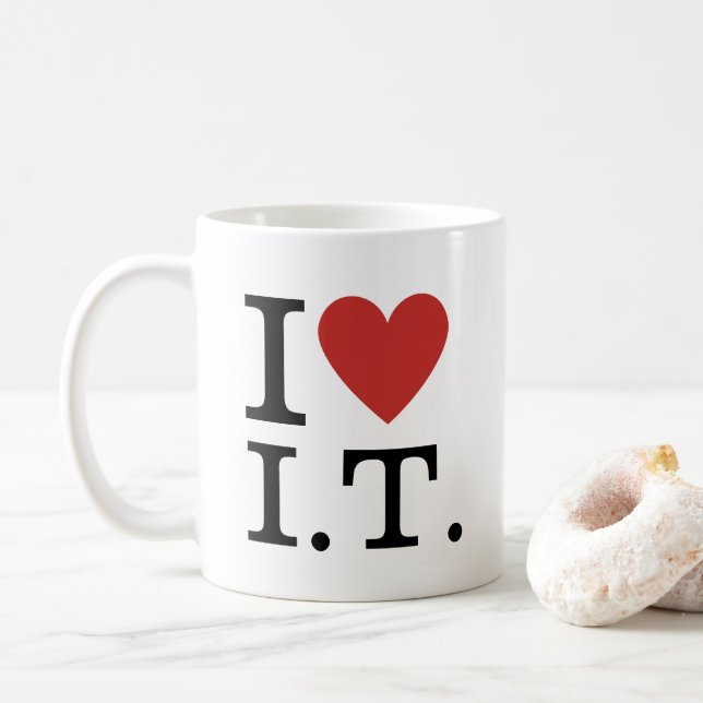 Ich ❤️ Liebe I.T. ANPASSBAR Kaffeetasse (Mit Donut)