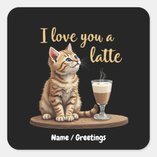 Ich Liebe Ihnen ein Latte: Niedlicher Valentiner K Quadratischer Aufkleber