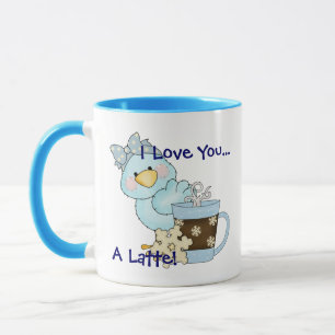 ICH LIEBE IHNEN EINE LATTE Blue Bird Winter Kaffee Tasse