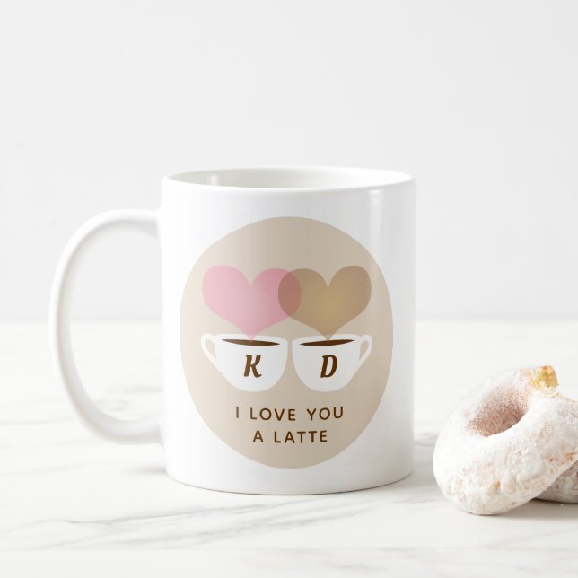 Ich Liebe Ihnen einen Post-Custom Monogram-Initial Kaffeetasse (Mit Donut)