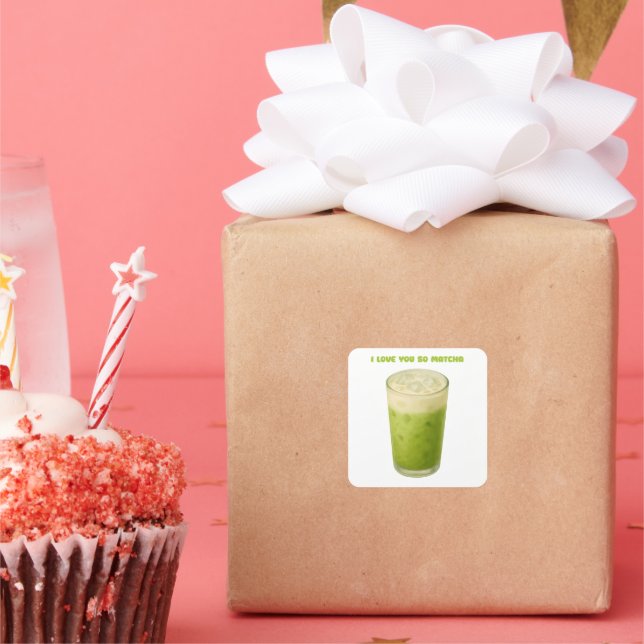 ICH LIEBE IHNEN SO MATCHA, MATCHA GREEN TEA-LIEBE QUADRATISCHER AUFKLEBER (Party)