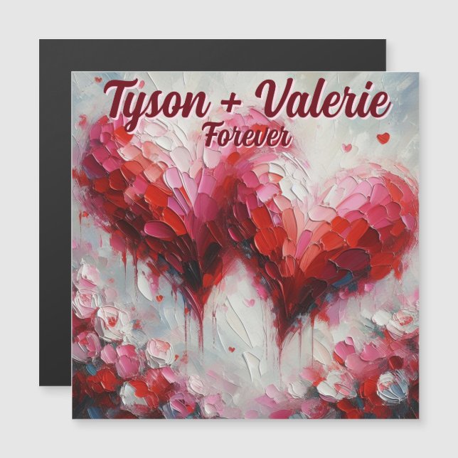 Ich Liebe Ihnen zwei Abstrakte Herzen Personalisie Magnetkarte (Vorne/Hinten)