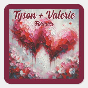 Ich Liebe Ihnen zwei Abstrakte Herzen Personalisie Quadratischer Aufkleber