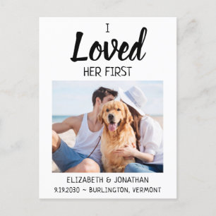 Ich liebe ihren ersten Hund Foto Hochzeit speicher Ankündigungspostkarte