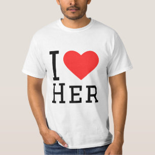 Ich Liebe ihren quadratischen Aufkleber T-Shirt