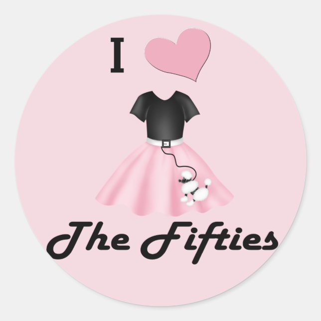Ich Liebe in den 50er Jahren Runder Aufkleber (Vorderseite)