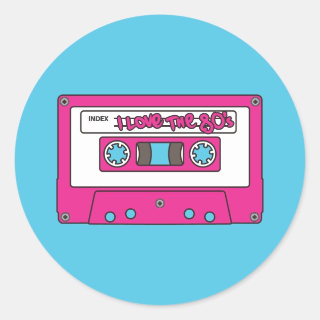 Ich Liebe in den 80er Jahren Runder Aufkleber (Vorderseite)