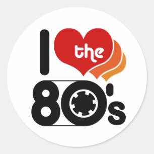 Ich Liebe in den 80er Jahren Runder Aufkleber