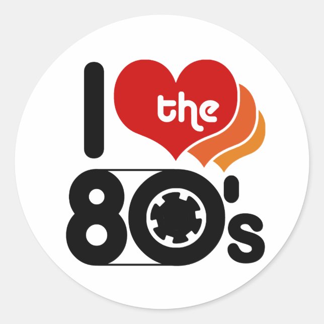 Ich Liebe in den 80er Jahren Runder Aufkleber (Vorderseite)