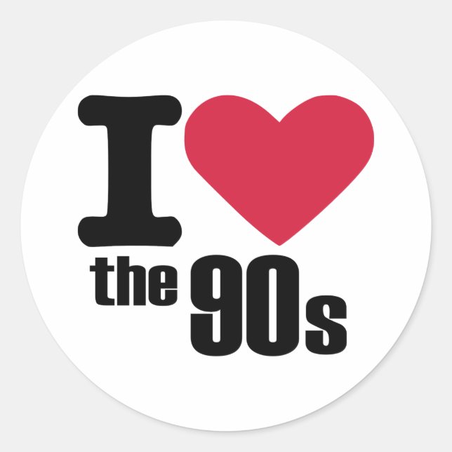 Ich Liebe in den 90er Jahren Runder Aufkleber (Vorderseite)