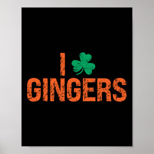 Ich liebe Ingwer Rothaariger Kleeblatt Shamrock St Poster