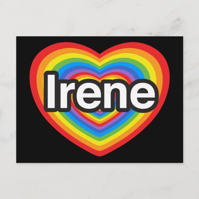 Ich Liebe Irene. Ich Liebe dir Irene. Herz Postkarte (Vorderseite)
