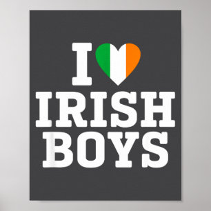 Ich liebe irische Jungen Irland-Flagge Herz St. Pa Poster