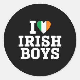 Ich liebe irische Jungen Irland-Flagge Herz St. Pa Runder Aufkleber