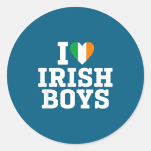 Ich liebe irische Jungen Irland Flagge Herz St. Pa Runder Aufkleber
