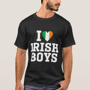 Ich liebe irische Jungen Irland Flagge Herz St Pat T-Shirt