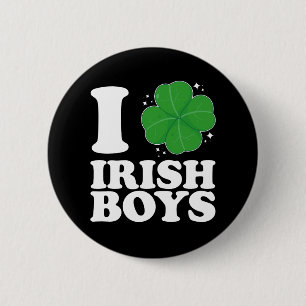 Ich liebe irische Jungen Shamrock Herz St. Patrick Button