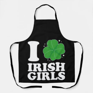 Ich liebe irische Mädchen Shamrock Herz St. Patric Schürze