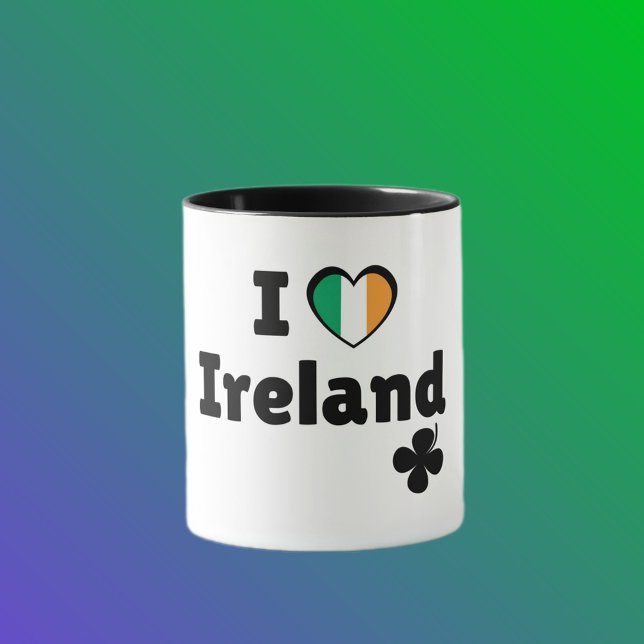 Ich liebe Irland Irische Flagge Herz & Kleeblatt ( Tasse (Von Creator hochgeladen)