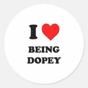 Ich Liebe ist Dopey Runder Aufkleber