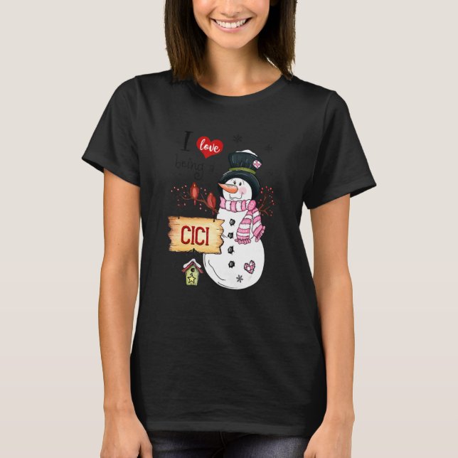 Ich Liebe ist ein Cici Snowman Weihnachten Funny X T-Shirt (Vorderseite)