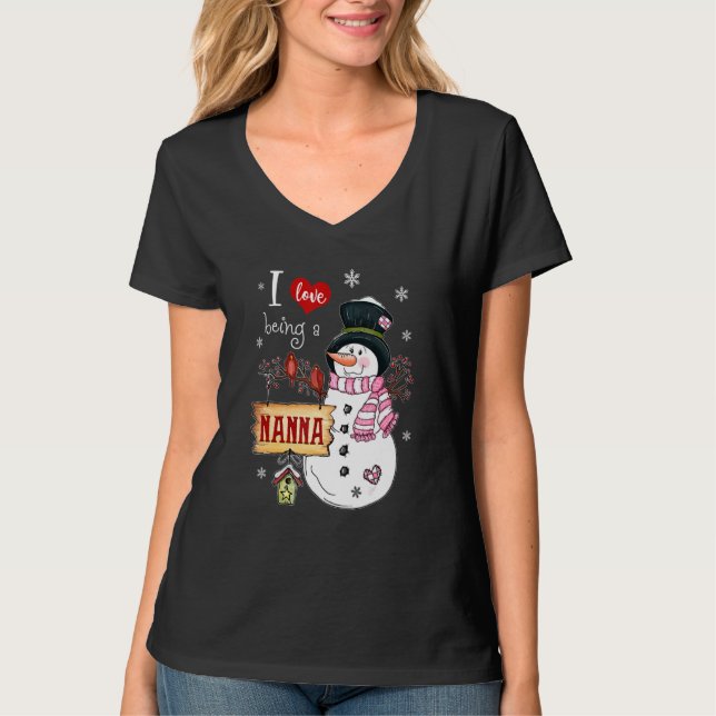 Ich Liebe ist ein Nanna Snowman Weihnachten Funny  T-Shirt (Vorderseite)