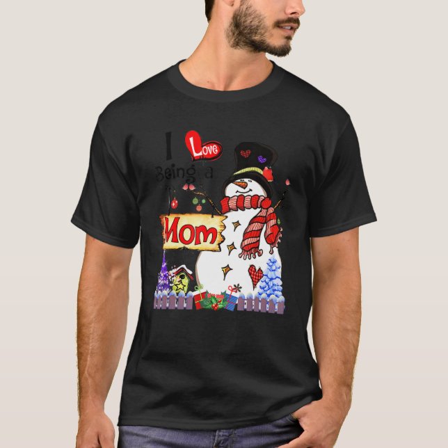 Ich Liebe ist eine Mama Schneemann Weihnachten Wei T-Shirt (Vorderseite)