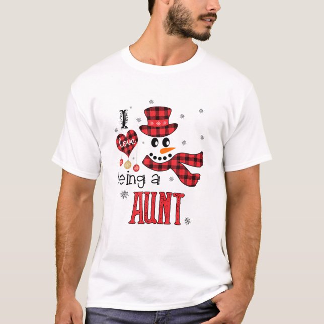 Ich Liebe ist eine Tante Snowman Funny Familie Wei T-Shirt (Vorderseite)