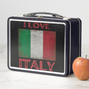 ICH LIEBE ITALIEN, ITALIENISCHE FLAGGE METALL BROTDOSE