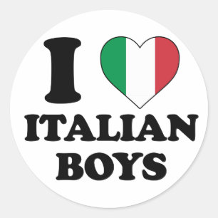 Ich liebe italienische Jungen Italien Flagge Herz Runder Aufkleber
