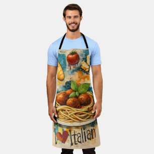 Ich liebe italienisches Essen, künstlerische Colla Schürze