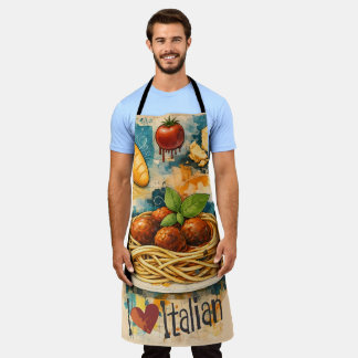 Ich liebe italienisches Essen, künstlerische Colla Schürze