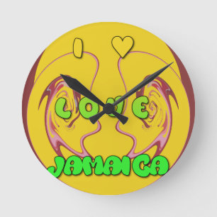 Ich liebe Jamaika.png Runde Wanduhr