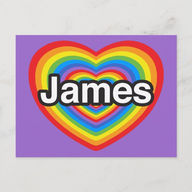 Ich Liebe James. Ich Liebe dir James. Herz Postkarte (Vorderseite)