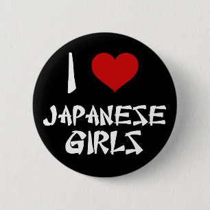 Ich Liebe japanische Mädchen Button