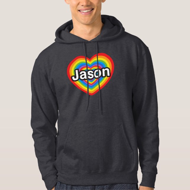 Ich Liebe Jason. Ich Liebe dir Jason. Herz Hoodie (Vorderseite)