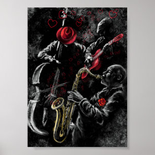 Ich liebe Jazz-Musik Poster - Malerei Kunst