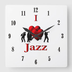 Ich liebe Jazz-Musik Quadratische Wanduhr