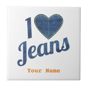 Ich liebe Jeans Vintage-Mode-Design mit Naht-Herz Fliese