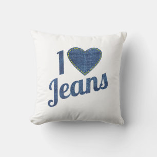 Ich liebe Jeans Vintage-Mode-Design mit Naht-Herz Kissen