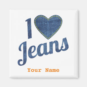 Ich liebe Jeans Vintage-Mode-Design mit Naht-Herz Magnet