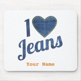 Ich liebe Jeans Vintage-Mode-Design mit Naht-Herz Mousepad