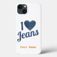 Ich liebe Jeans Vintage Mode Design mit Naht hören