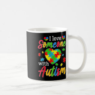 Ich Liebe jemand mit Autismus Bewusstsein Herz Män Kaffeetasse