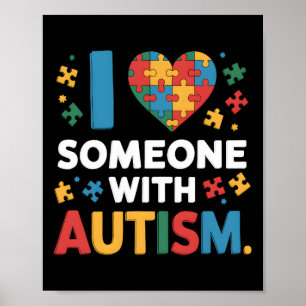 Ich Liebe jemand mit Autismus Bewusstsein Herz Män Poster